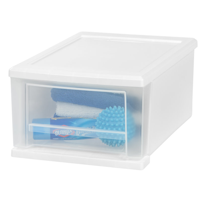 Modular White Stackable Plastic Drawer Cabinet with Safety Stop