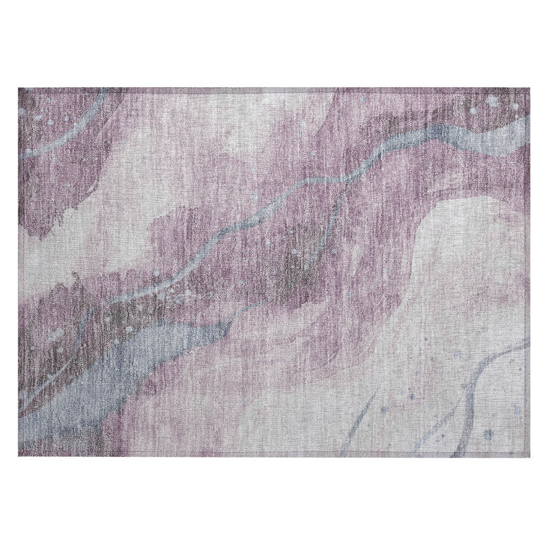 Red Synthetic 20" x 30" Machine Washable Rug