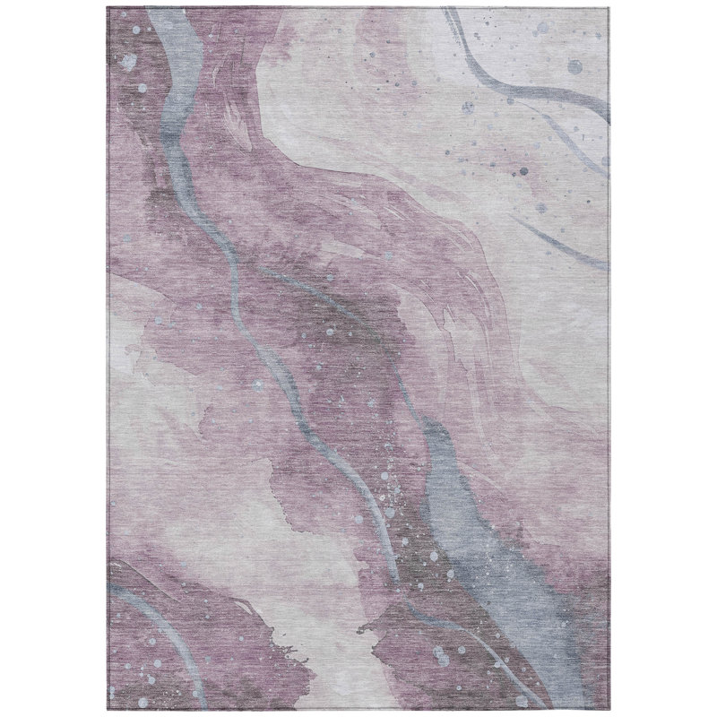 Red Synthetic 20" x 30" Machine Washable Rug