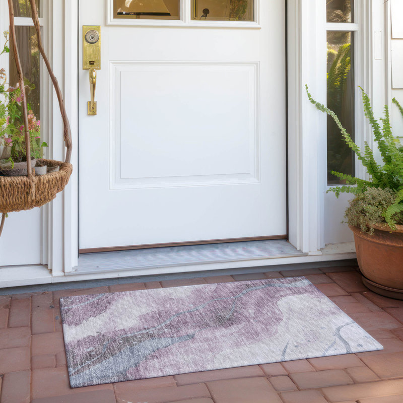 Red Synthetic 20" x 30" Machine Washable Rug