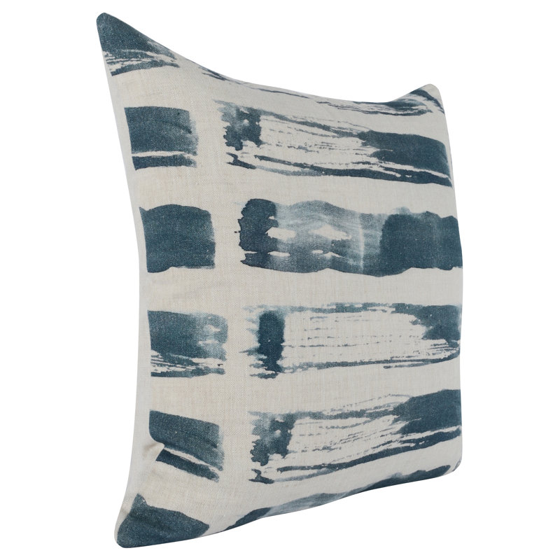 Pacifica Blue 22" Belgian Flax Linen Throw Pillow