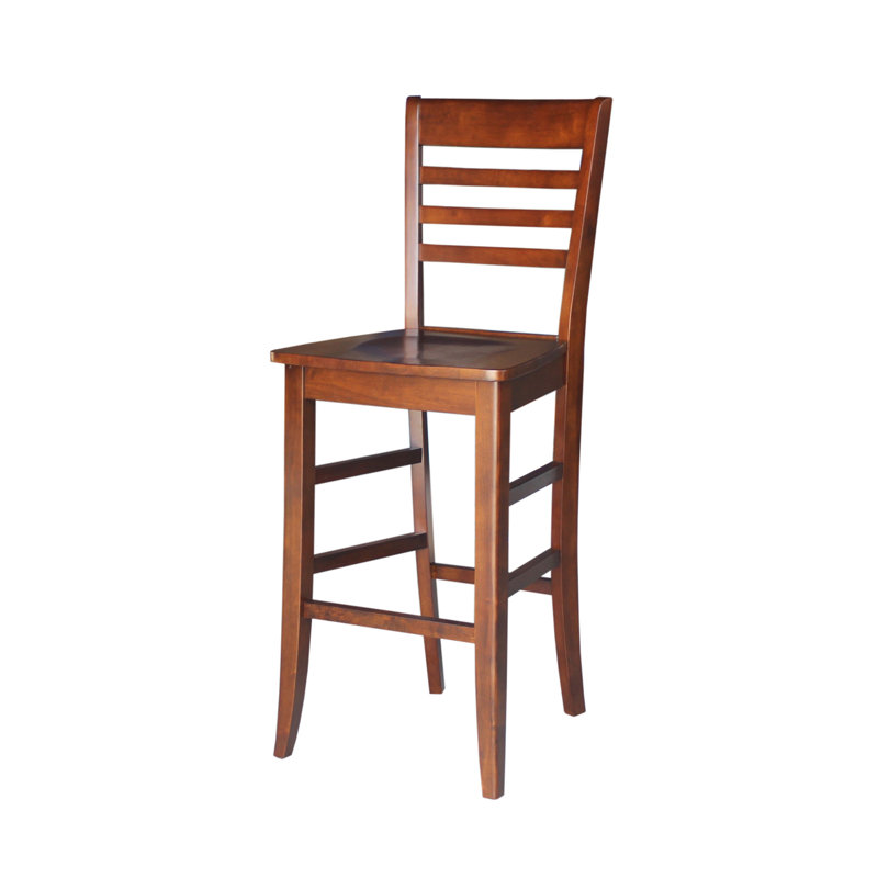 Espresso Solid Wood 30" Bar Height Stool
