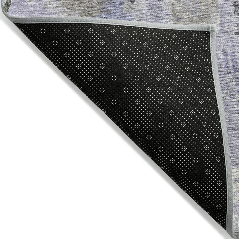 Lavender Abstract Pattern Washable Synthetic 5' x 7' Rug