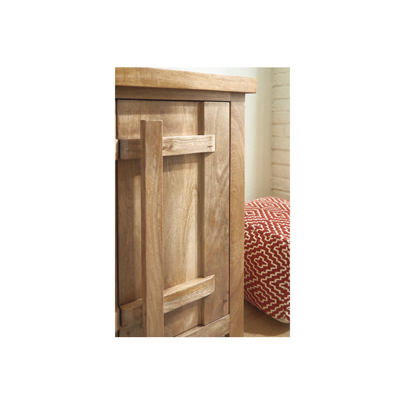 Mango Wood Brown and Beige 68" Accent Cabinet