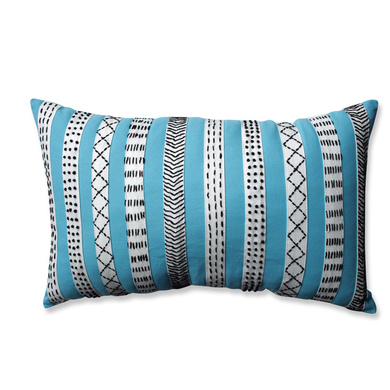 Tribal Bands Turquoise, Cream & Black Embroidered Lumbar Pillow Set