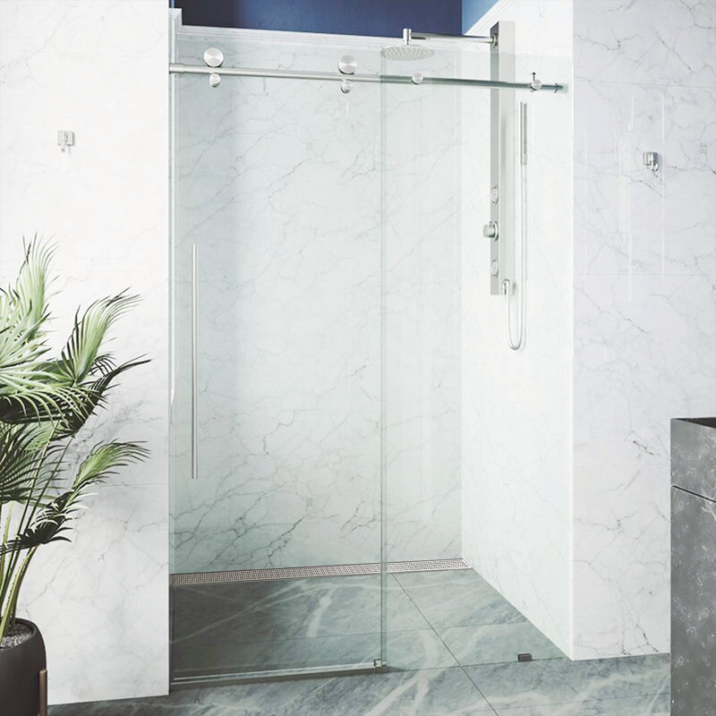 24-Inch Brushed Stainless Steel Linear Shower Drain with Square Pattern