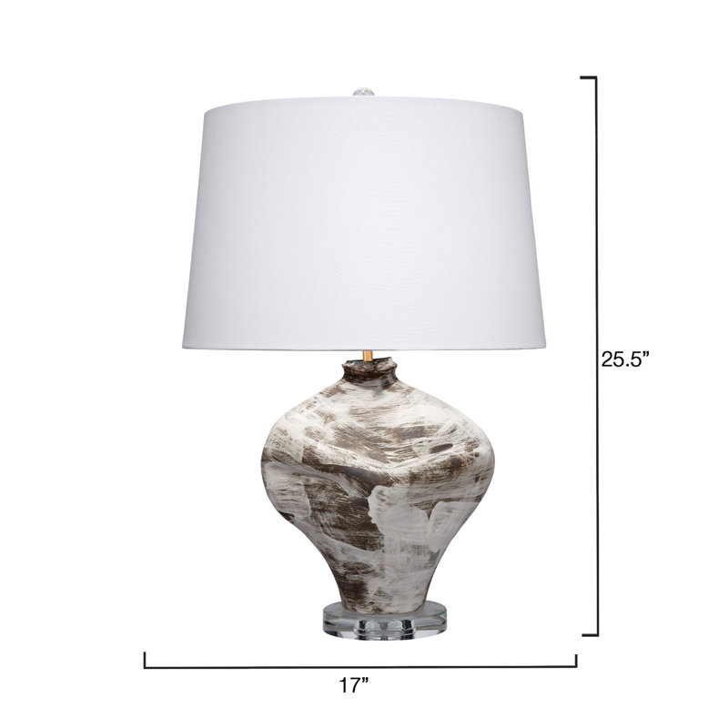 Cream Ceramic Table Lamp with White Linen Shade
