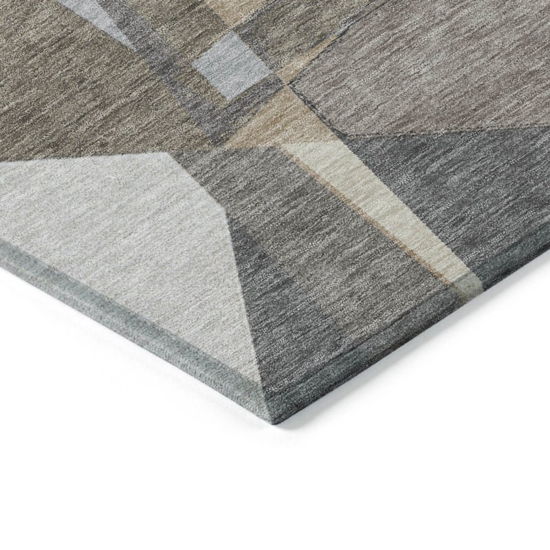 Taupe Geometric Flat Woven Indoor/Outdoor Rug 3' x 5'