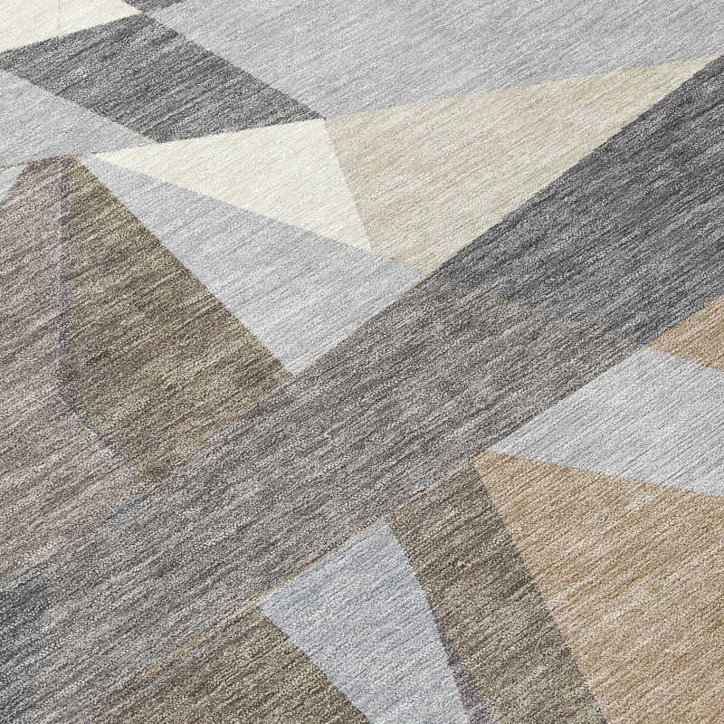 Taupe Geometric Flat Woven Indoor/Outdoor Rug 3' x 5'