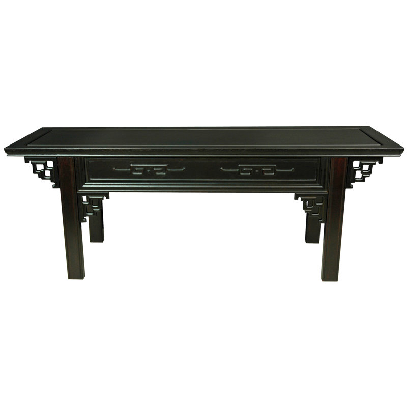 Elegant Black Lacquer Japanese-Inspired 43" Wood Bench