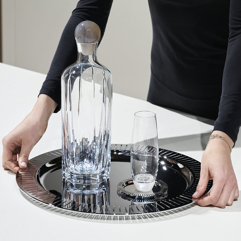 Anna New York Silver Striations Round Serving Tray