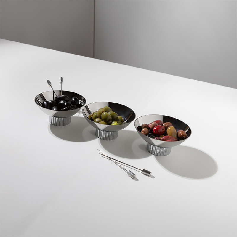 Silver Textured Glass Trio Bowl Set