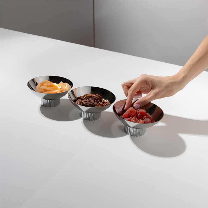 Silver Textured Glass Trio Bowl Set