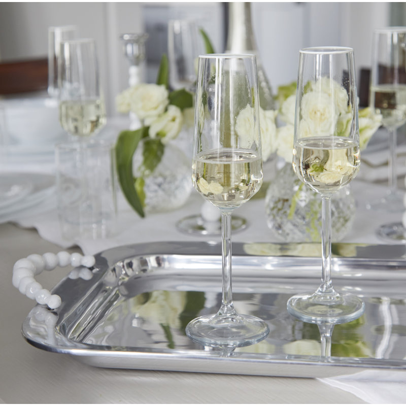 Clear Smooth Glass Champagne Flute Set of 4