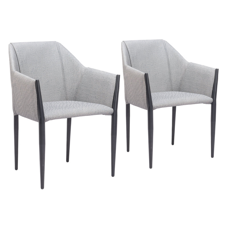 Slate Gray Upholstered Arm Chair with Metal Legs
