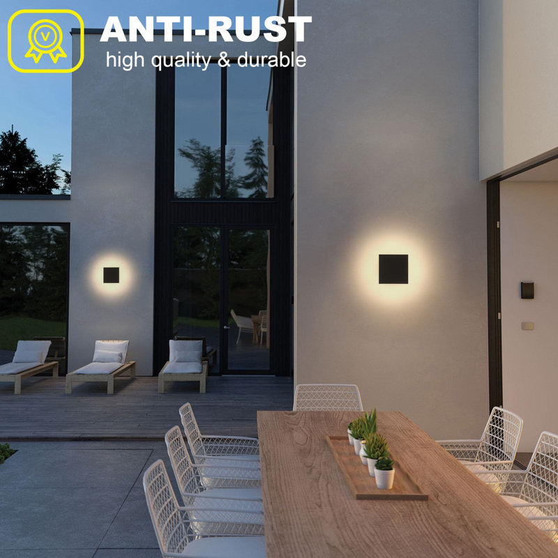Black Aluminum Square LED Wall Sconce Set