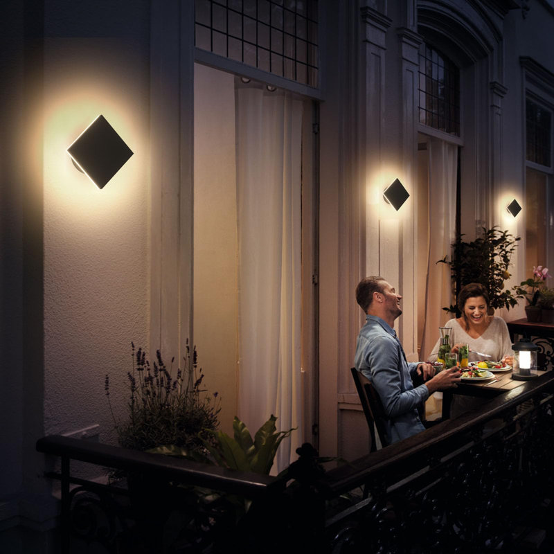 Black Aluminum Square LED Wall Sconce Set