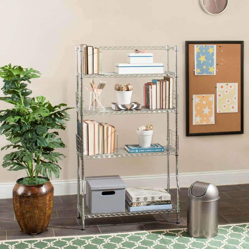 Fernand Chrome Wire 30" Adjustable 5-Tier Book Rack