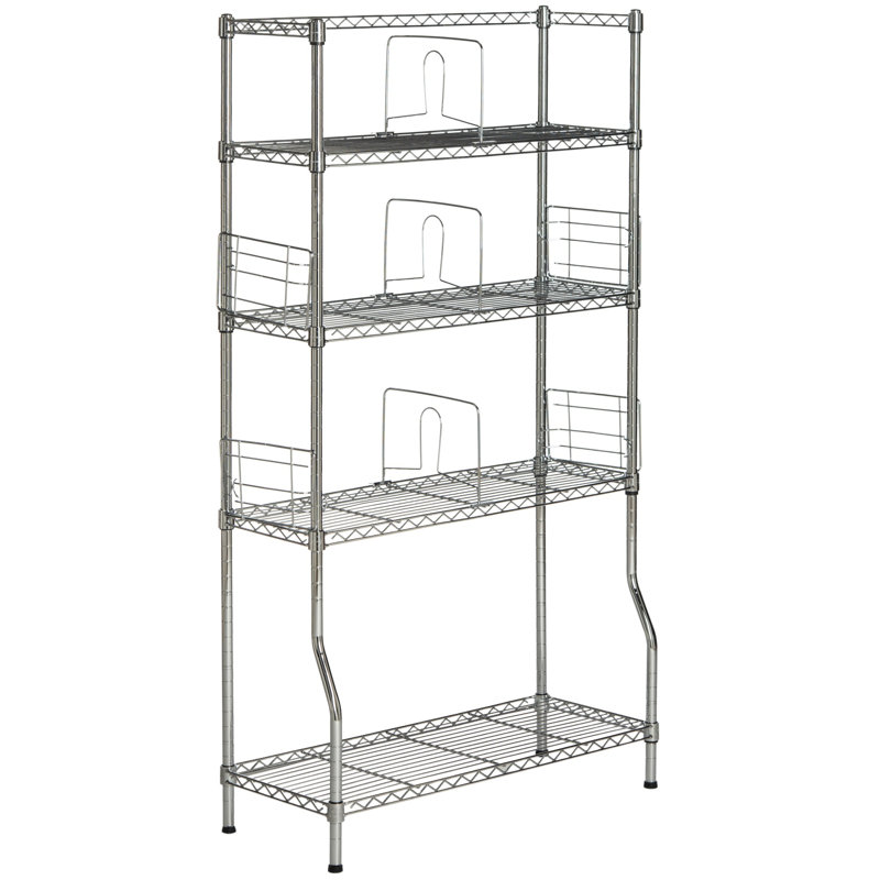 Fernand Chrome Wire 30" Adjustable 5-Tier Book Rack