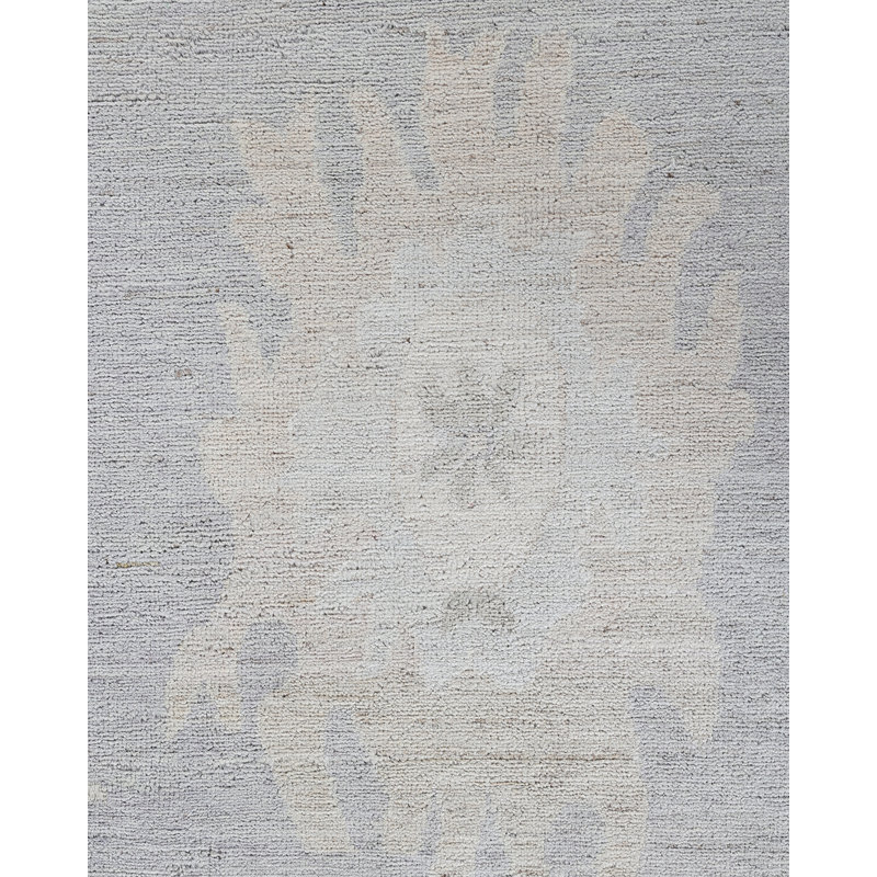 Gray Floral Hand-Knotted Wool Rectangular Area Rug