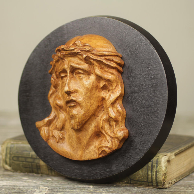Hand Carved Teakwood Religious Wall Sculpture