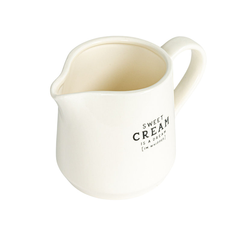 White Stoneware Creamer and Sugar Pot Set with Spoon