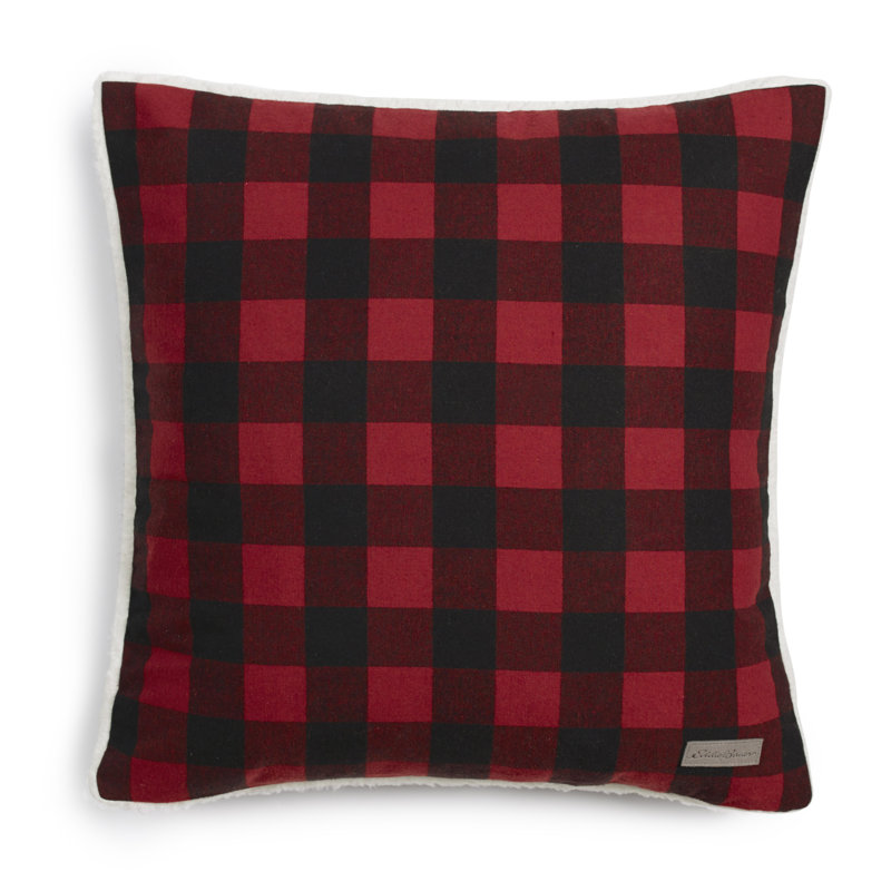 Red Plaid Cotton Sherpa Reversible Throw Blanket and Pillow Set