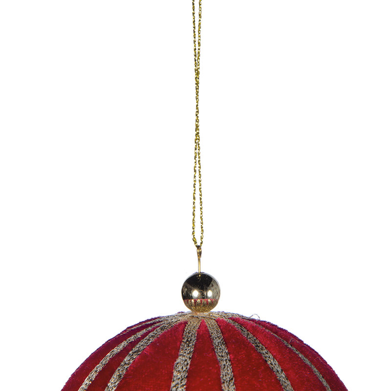 Set of 12 Red and Gold Fabric Hanging Ornaments with Tassels