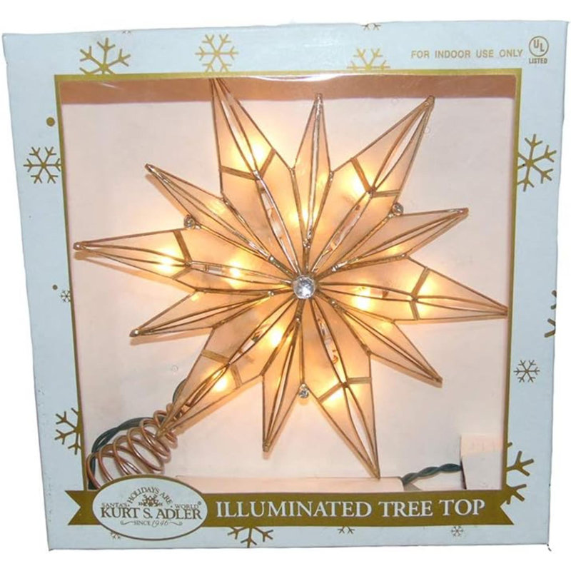 10-Light Gold and White Capiz Star Tree Topper