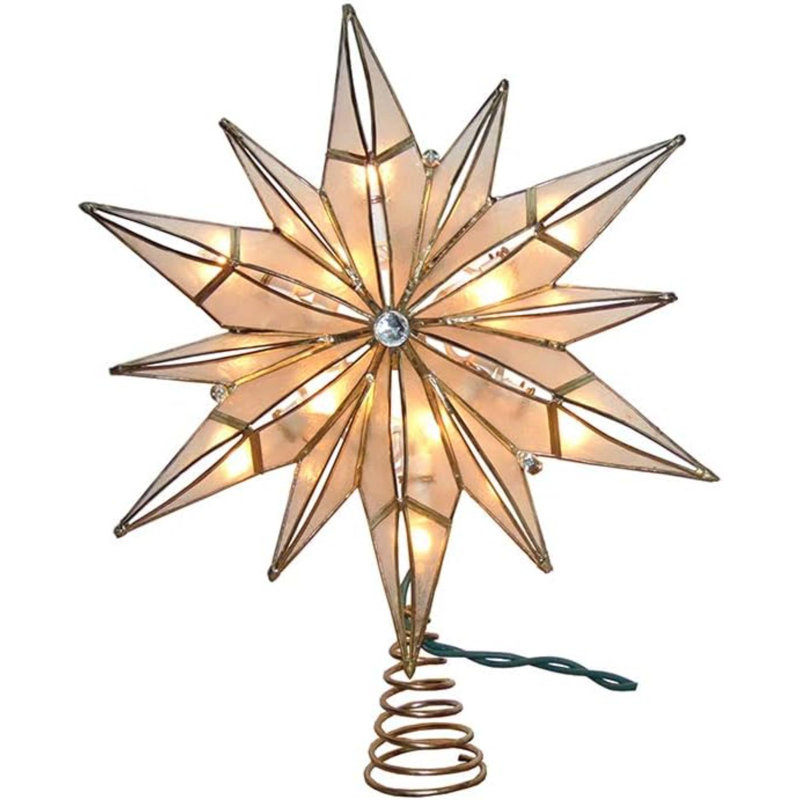 10-Light Gold and White Capiz Star Tree Topper