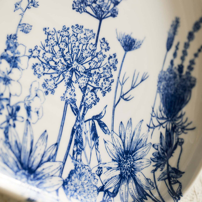Freya Green Floral Oval Ceramic Platter