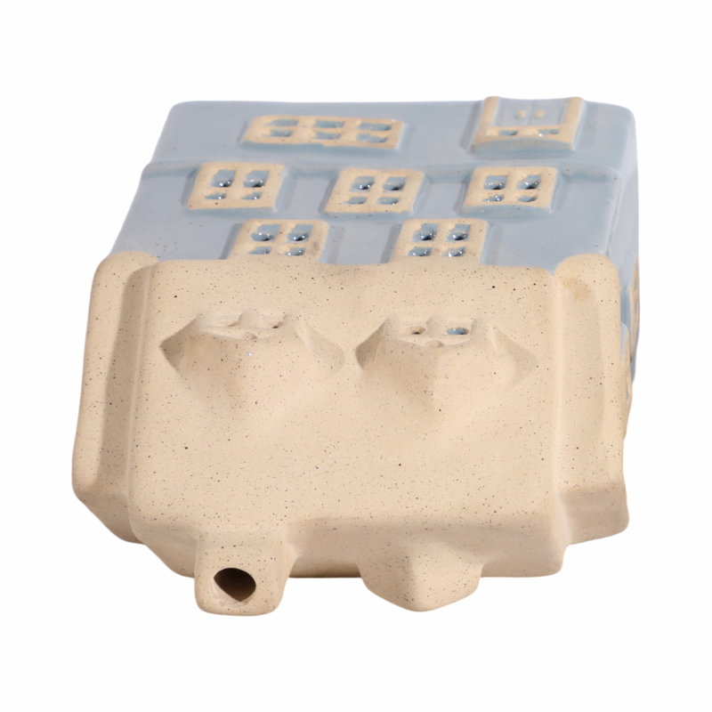 Blue and Beige Ceramic Homestead House Tealight Holder