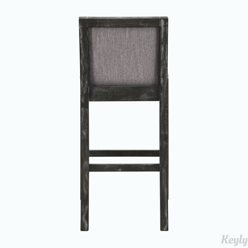 Gray Upholstered Rubberwood Bar Stools Set of 2