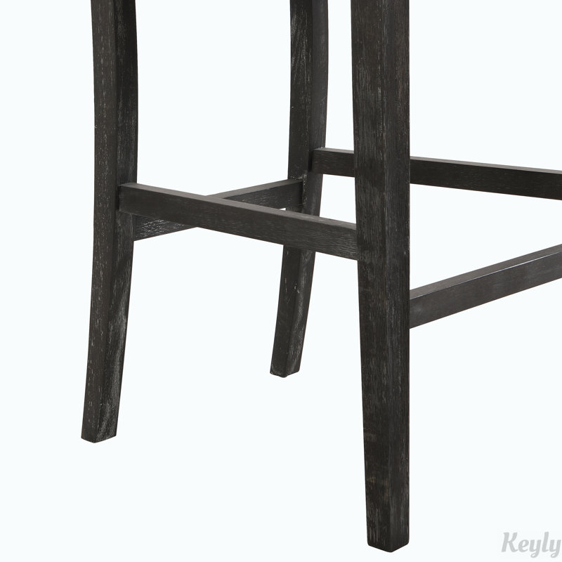 Gray Upholstered Rubberwood Bar Stools Set of 2