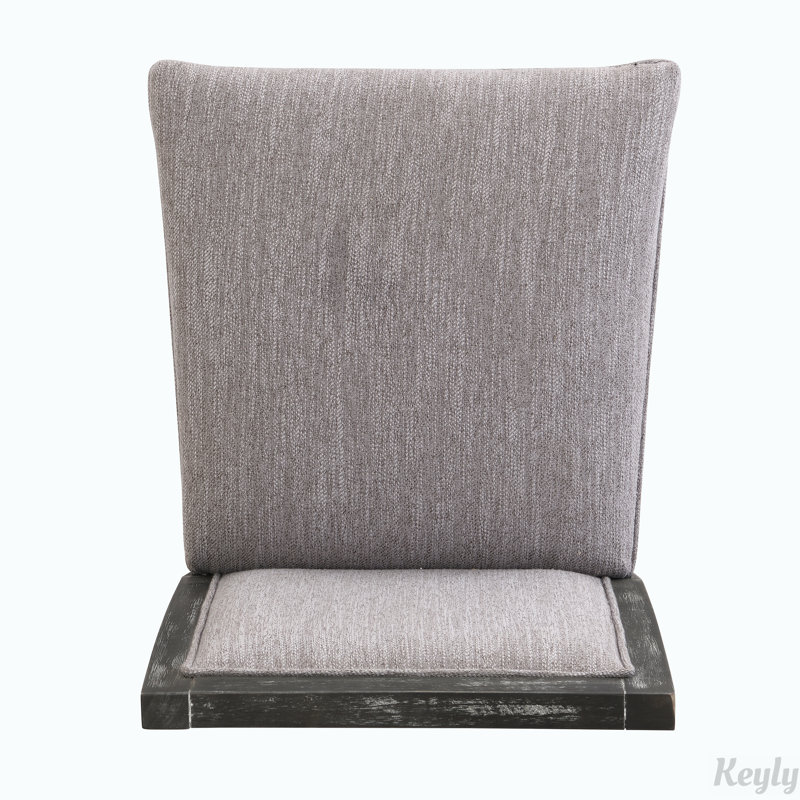 Gray Upholstered Rubberwood Bar Stools Set of 2