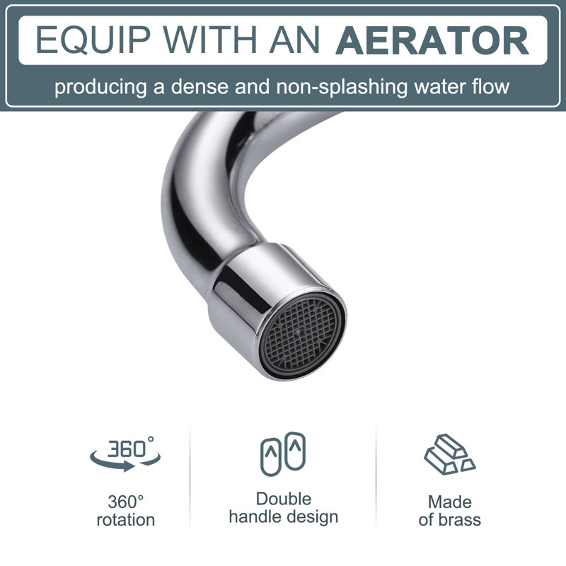 Polished Chrome Double Handle Deck Mounted Kitchen Faucet