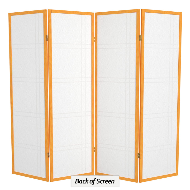 Honey 4-Panel Shoji Screen Room Divider with Rice Paper