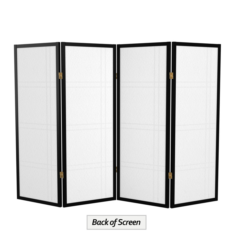 4-Panel Black Shoji Screen with Double Cross Design