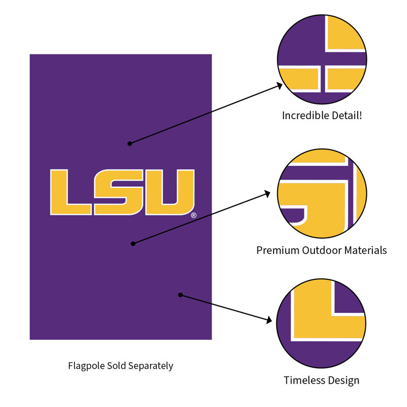 LSU Tigers Purple and Gold Applique House Flag