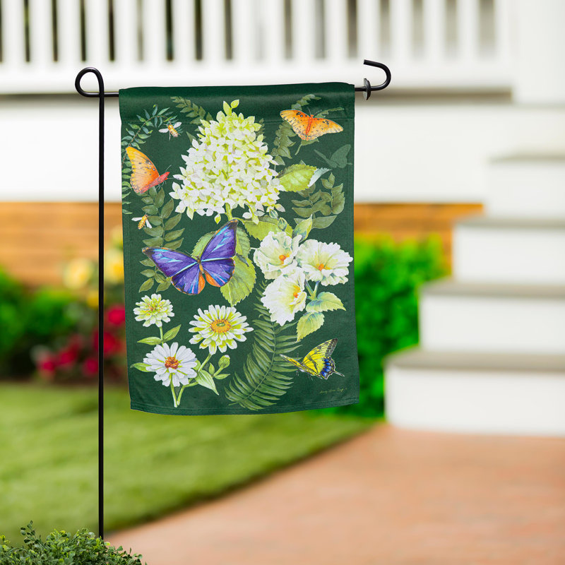 Vibrant Floral and Butterfly Suede Garden Flag