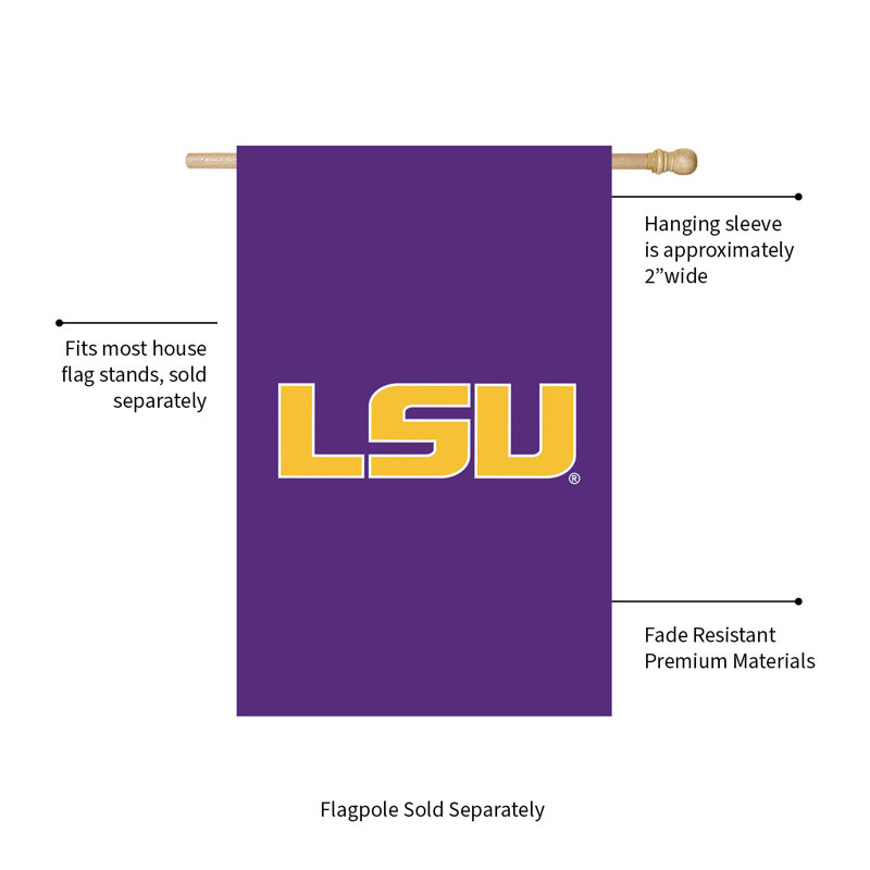 LSU Tigers Purple and Gold Applique House Flag