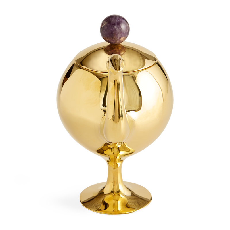 Brass Bird Lidded Box with Amethyst Accent