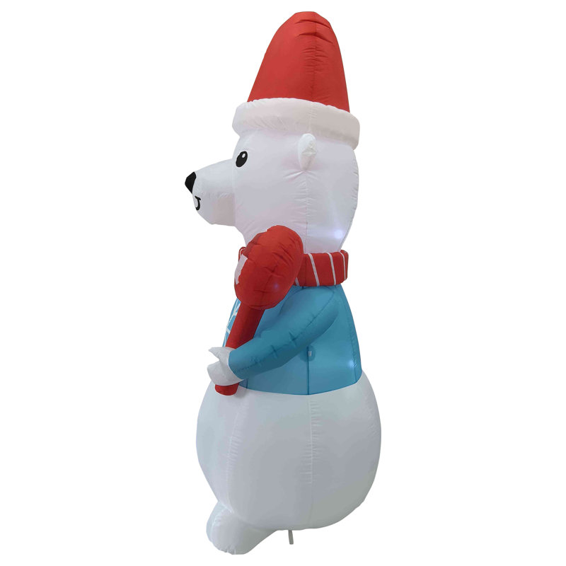 8.25' Pre-lit Inflatable Polar Bear with Santa Hat and Scarf
