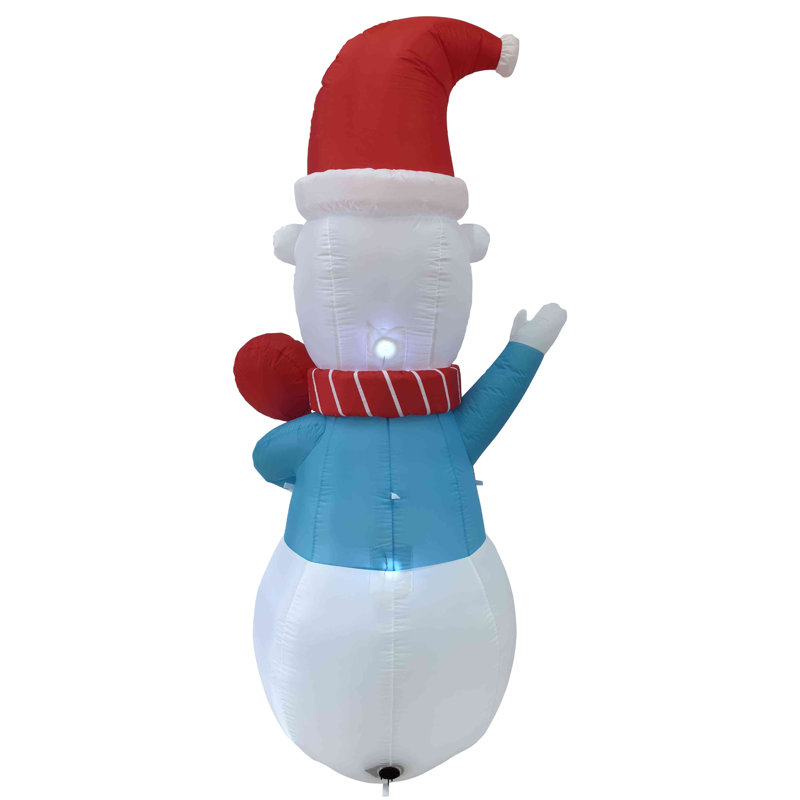 8.25' Pre-lit Inflatable Polar Bear with Santa Hat and Scarf