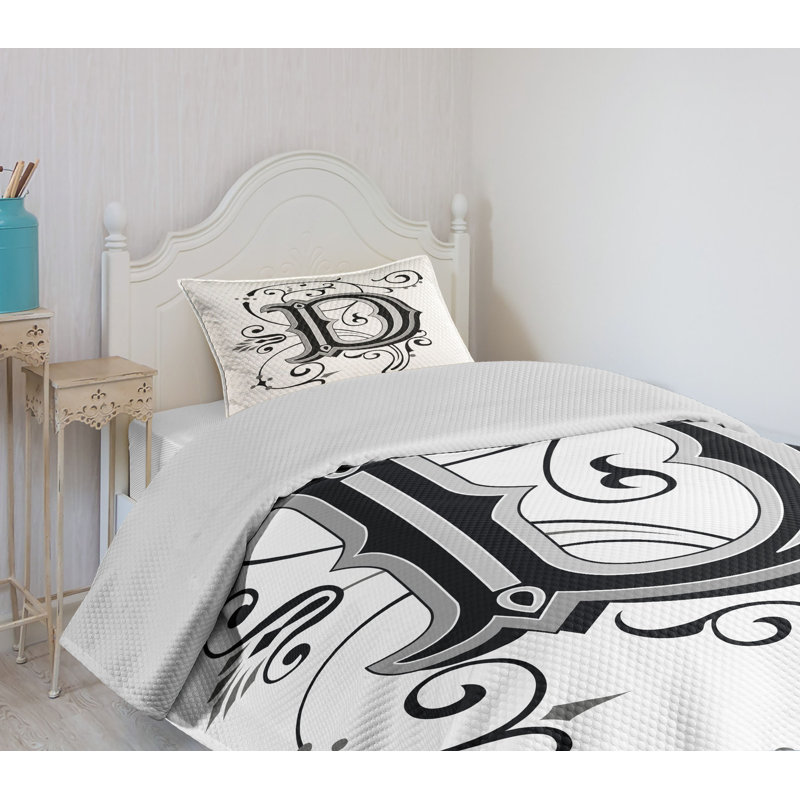 White Quilted Twin Bedspread Set with Pillow Sham