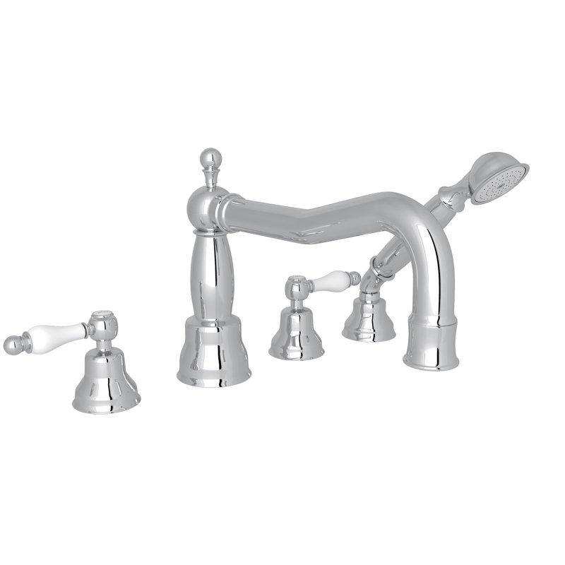 Elegant Polished Nickel Widespread Faucet with Handshower and Brass Details