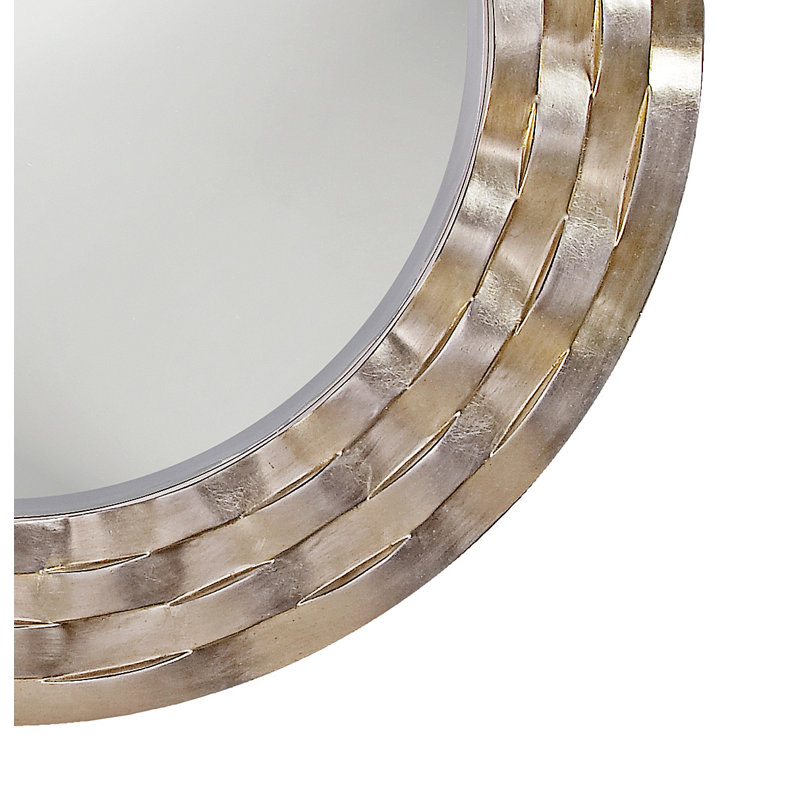 Silver Leaf Round Resin and Brass Leaf-Themed Wall Mirror