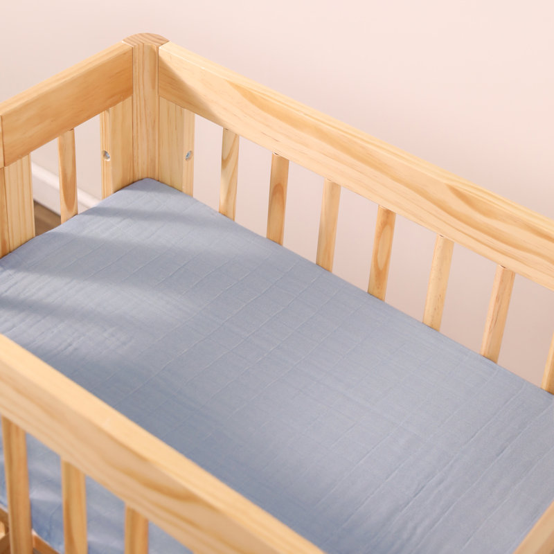 Dewdrop Blue Organic Cotton Muslin Bassinet Sheet