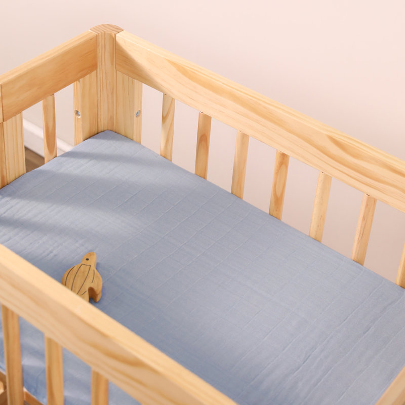 Dewdrop Blue Organic Cotton Muslin Bassinet Sheet