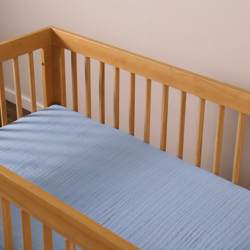 Dewdrop Blue Organic Cotton Muslin Crib Sheet